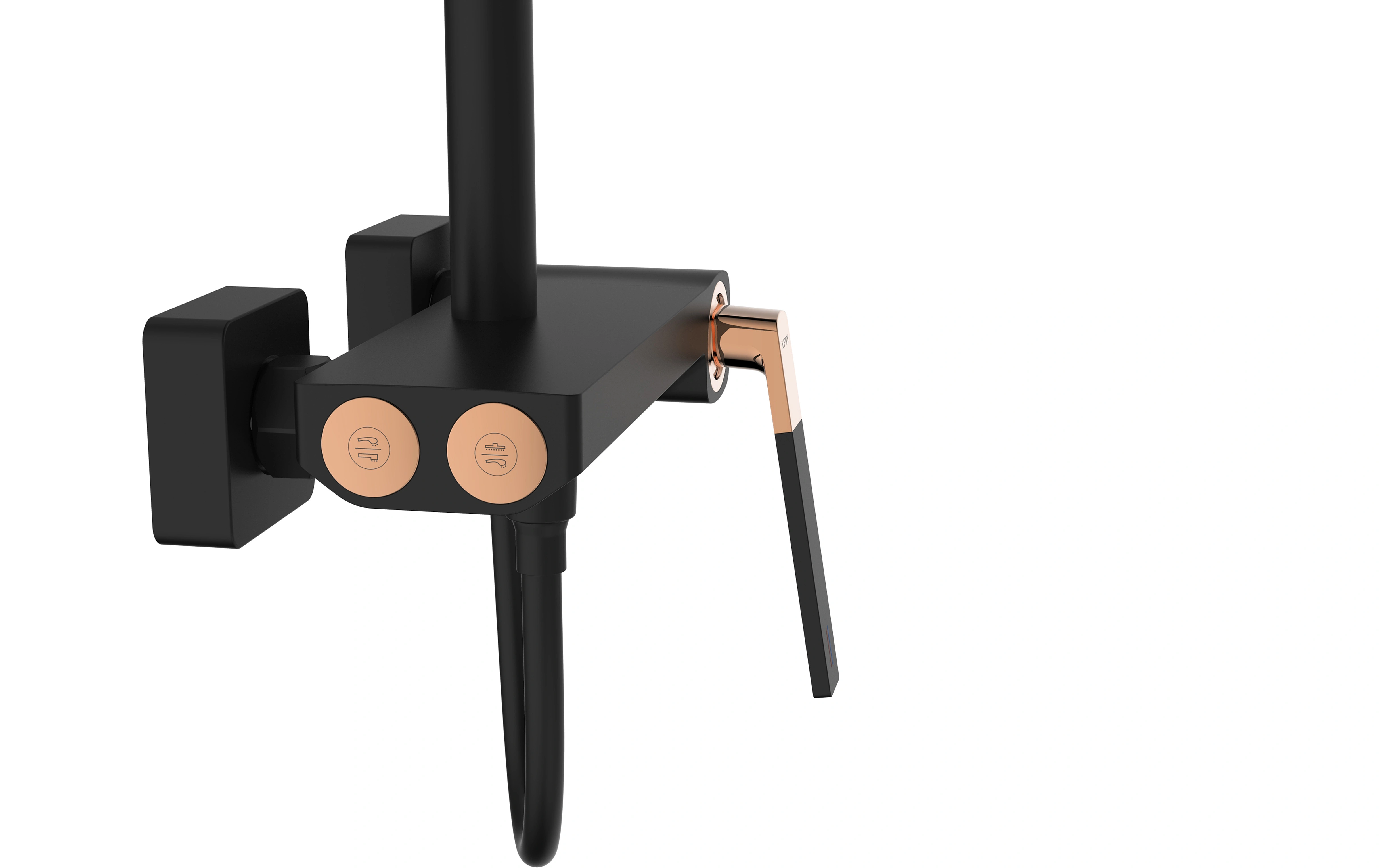 Unique Luxury Brass Shower Combo Square Black Shower Faucet — image 3
