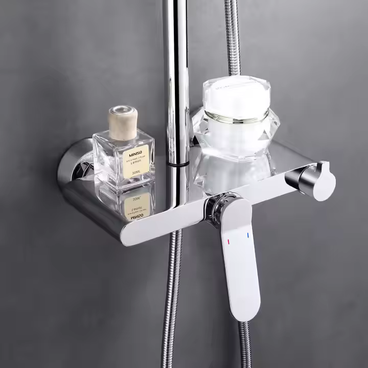 Brass Shower Set with Commodity Shelf — image 2