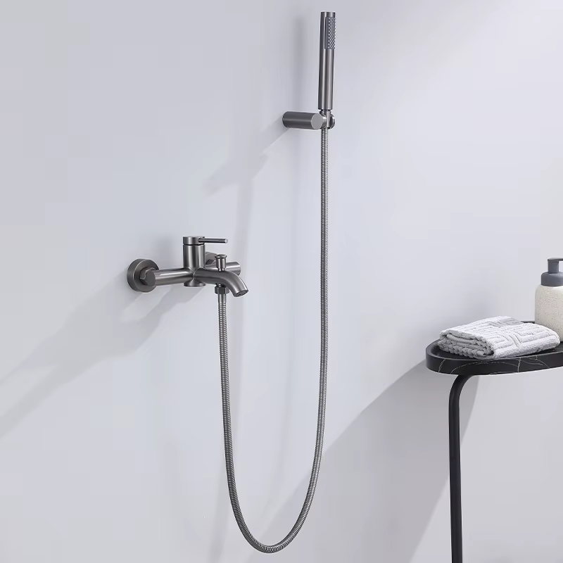 Contemporary Matte Black Wall Mounted Bathroom Hand Shower Set — image 2