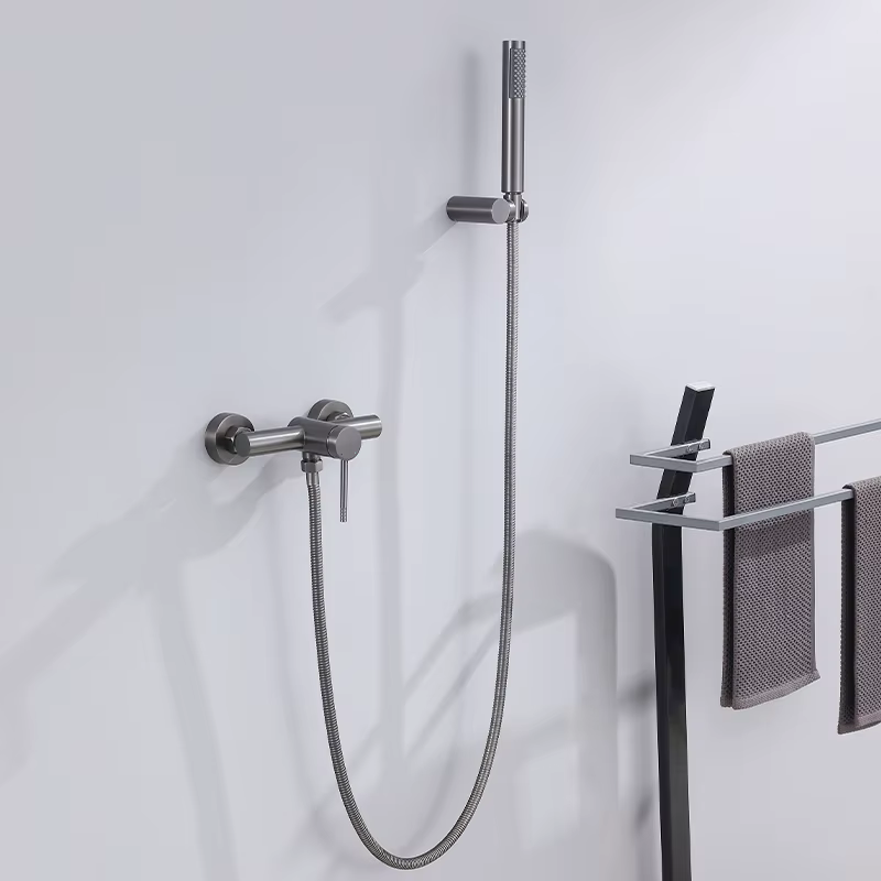 Factory Wholesale Black Hot Cold Wall Mounted Bathroom Shower Set — image 2