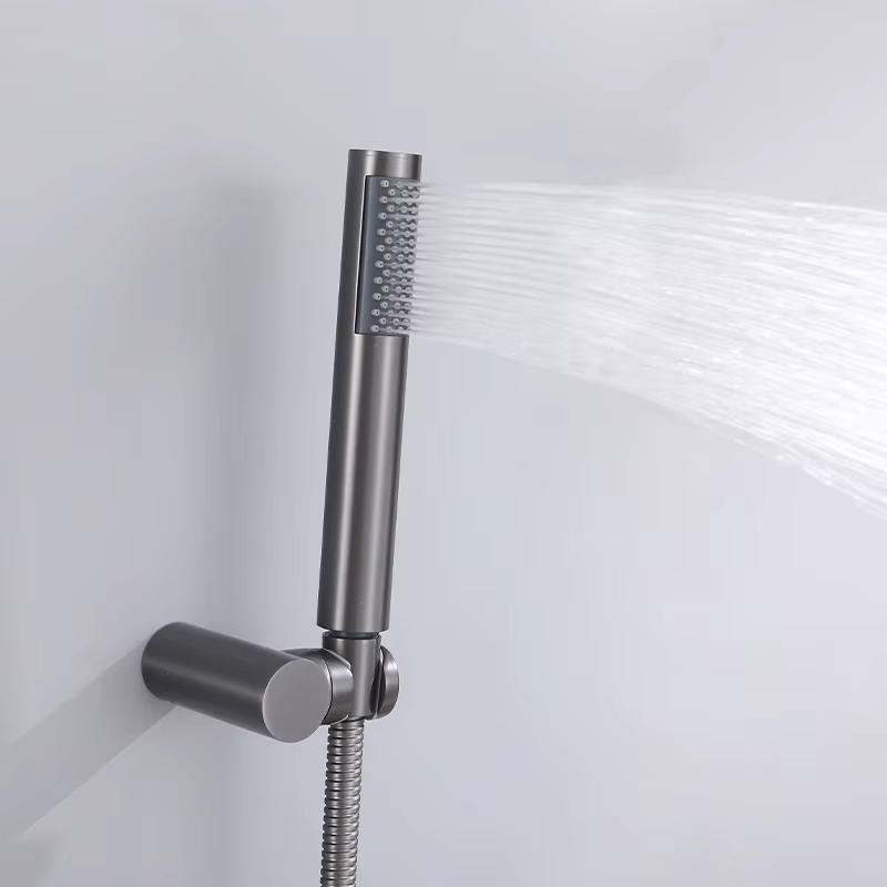 Factory Wholesale Black Hot Cold Wall Mounted Bathroom Shower Set — image 3