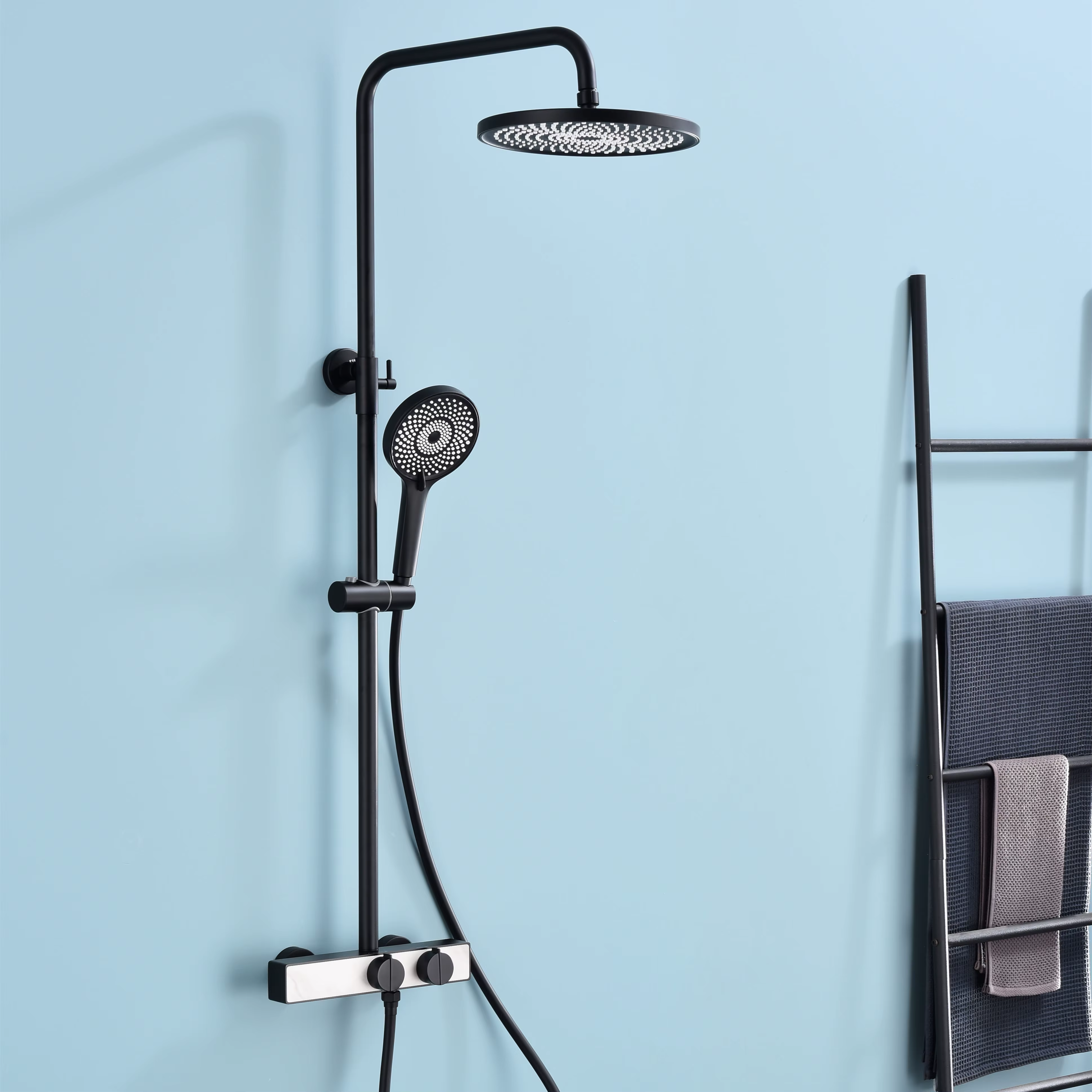 High-End Quality Black Color 2 Handle Shower Set — image 3
