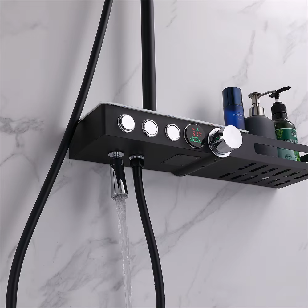 Luxury Design Black and White Color Adjust Temperature Shower Set — image 4