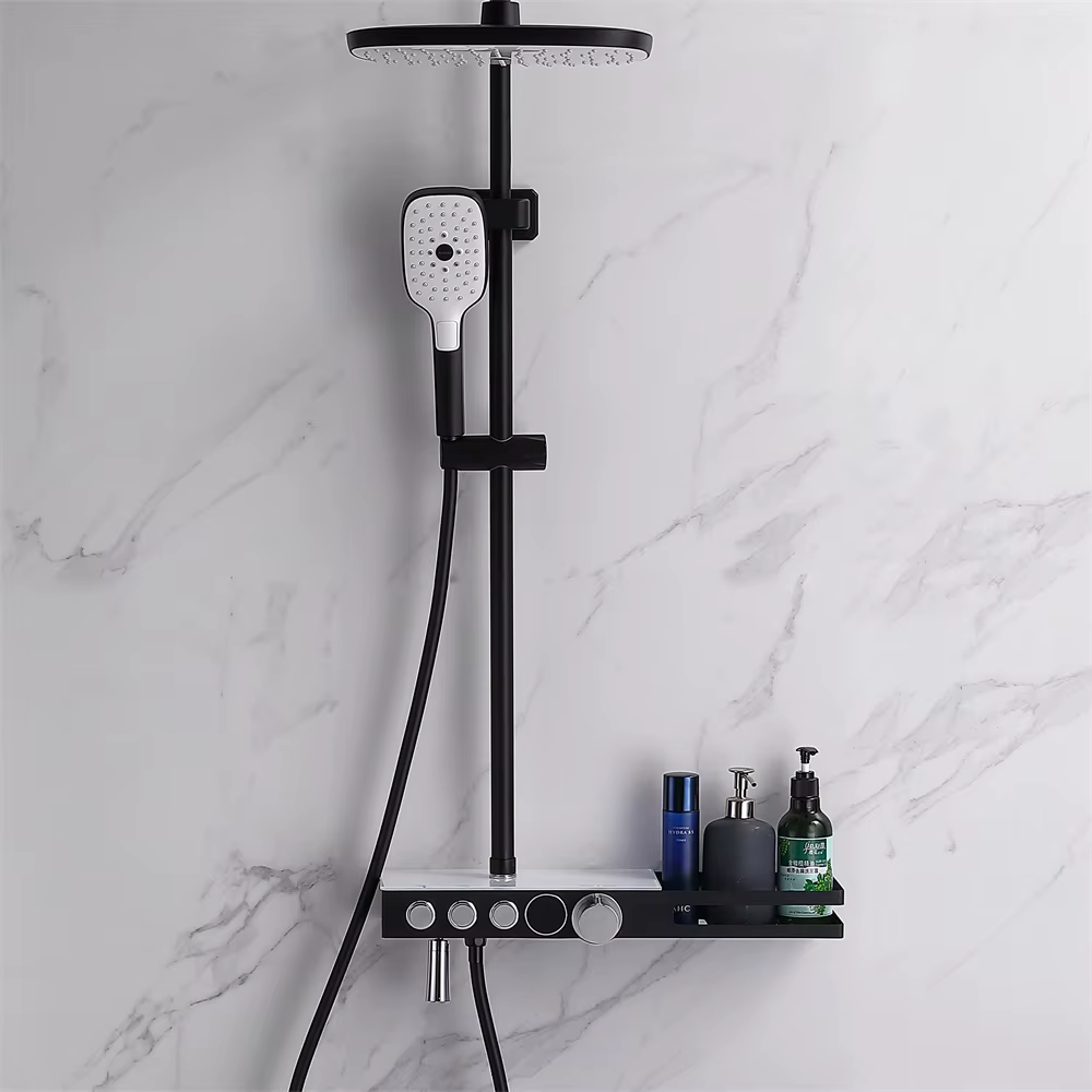 Luxury Design Black and White Color Adjust Temperature Shower Set — image 5