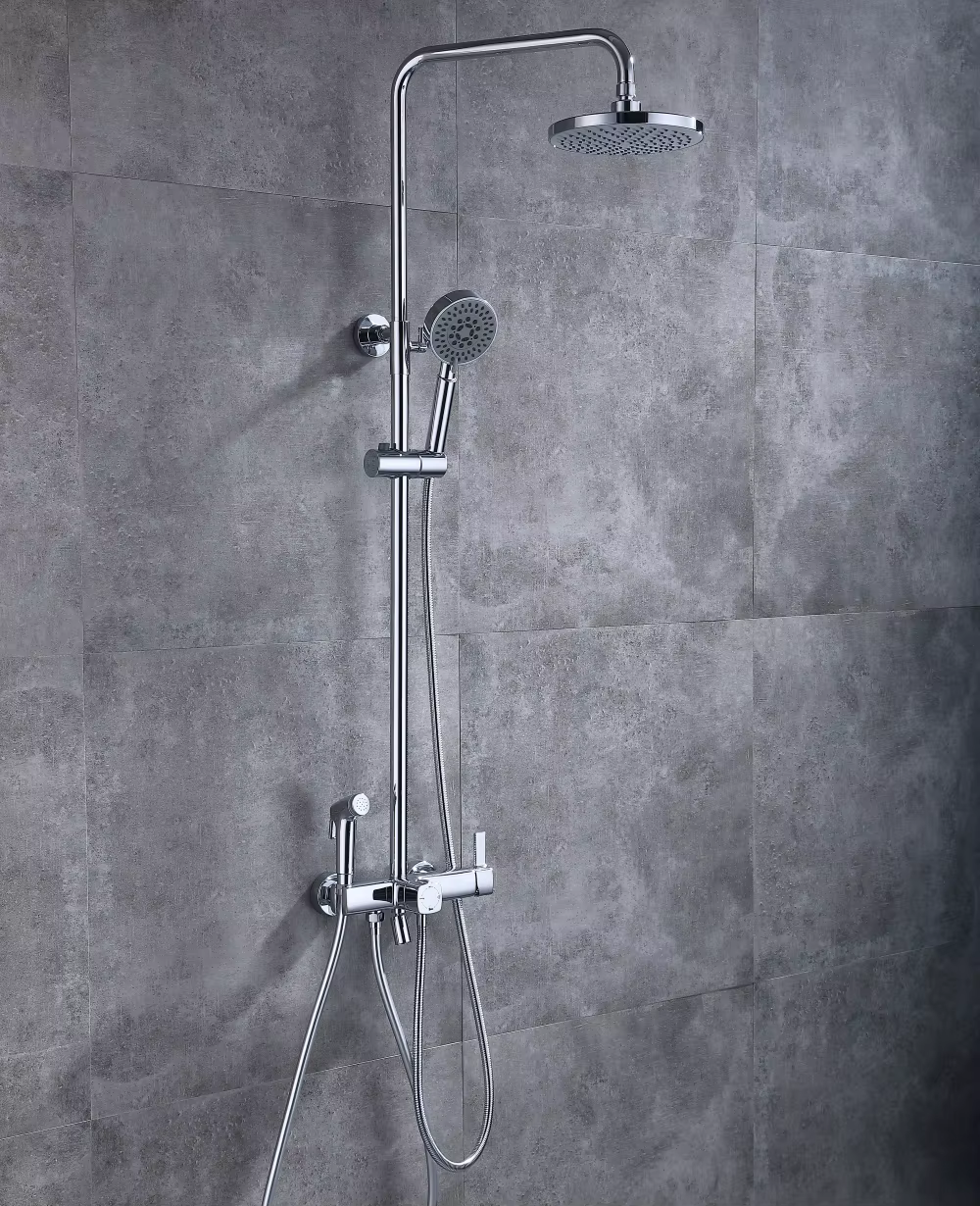 Contemporary Chrome Wall Mounted Shower Faucet — image 2