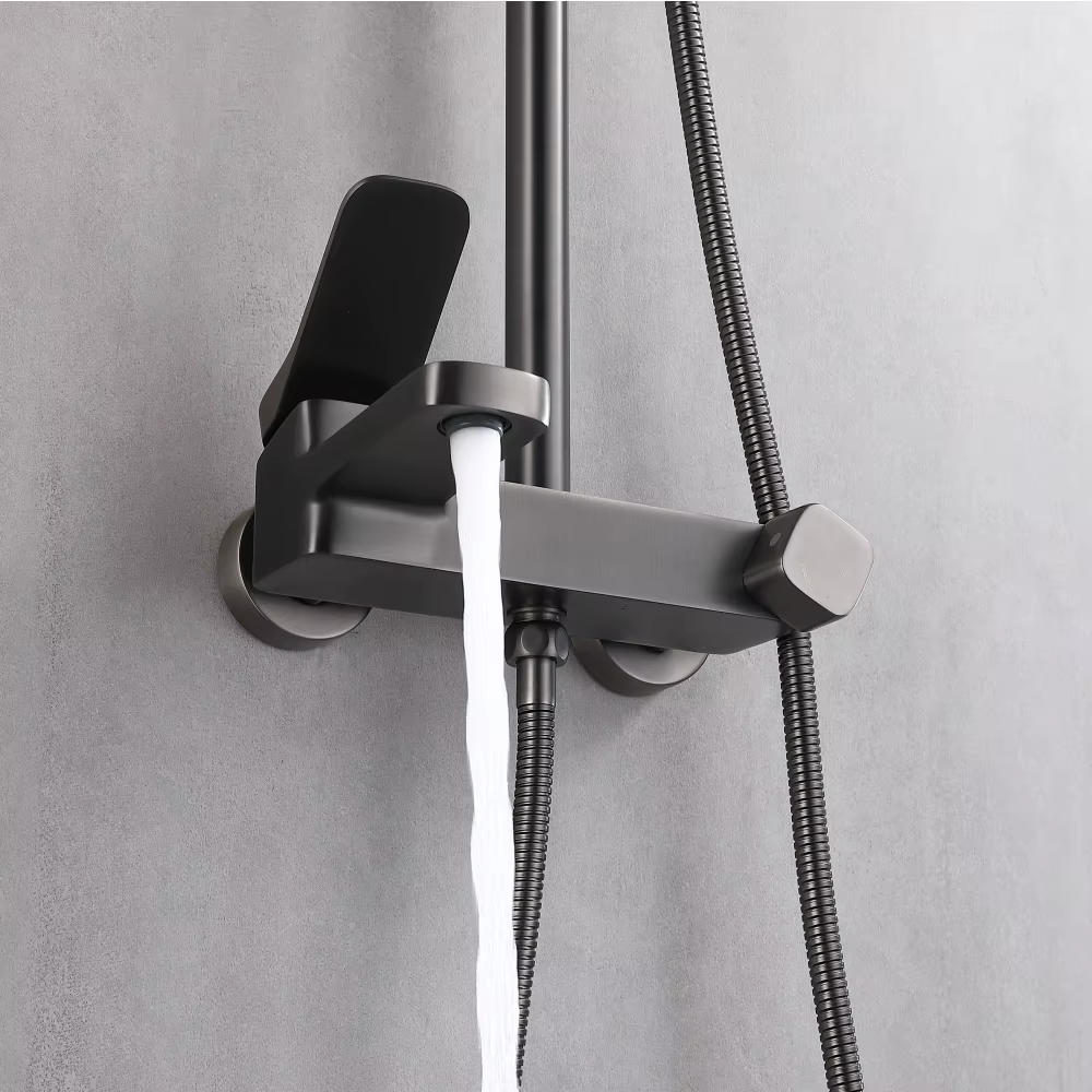 Power Quality Popular Gun Grey Square 3 Ways Shower Set System — image 4