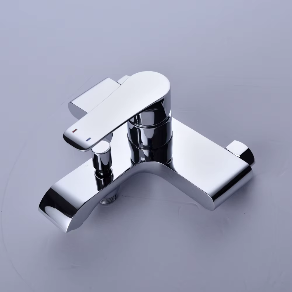New Style High End Simple Black Chrome Brass Shower System — image 3