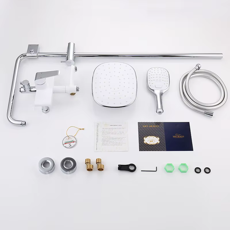 High Quality Brass Chrome White Bathroom Shower Mixer — image 3