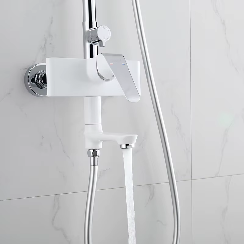 High Quality Brass Chrome White Bathroom Shower Mixer — image 6