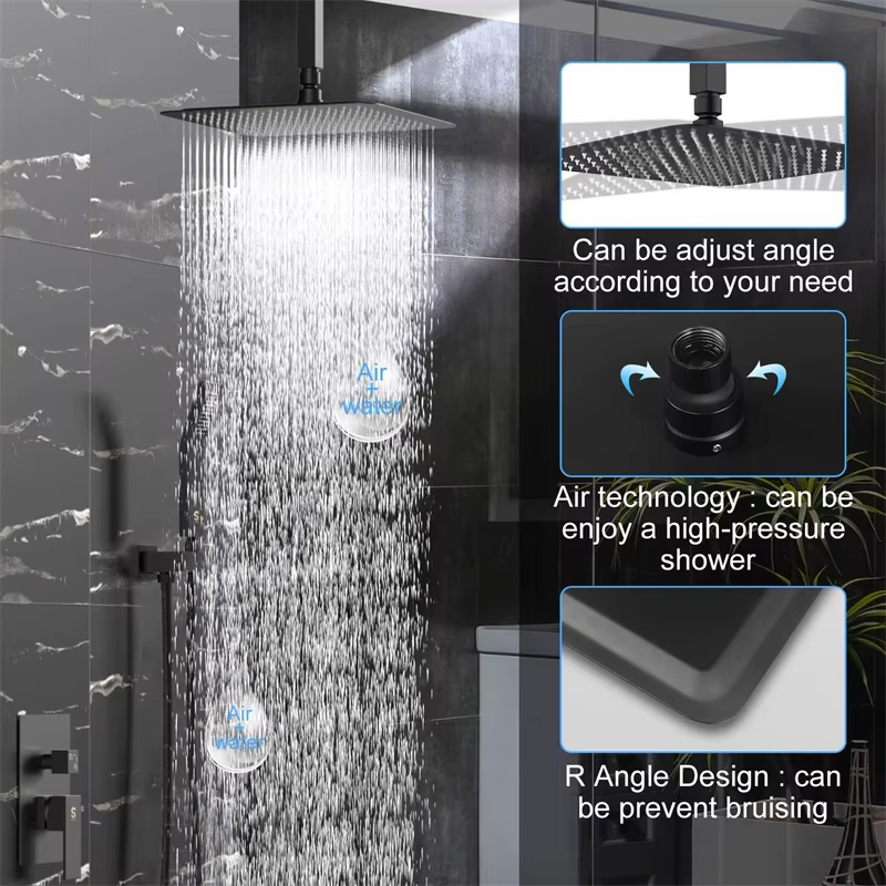 Modern 12 Inch Ceiling Rain Shower System — image 6