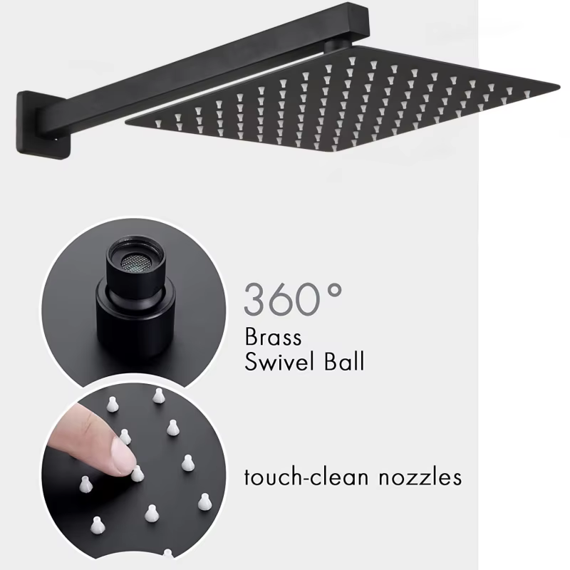 SUS304 Fixed Overhead Shower Head in Matte Black — image 6