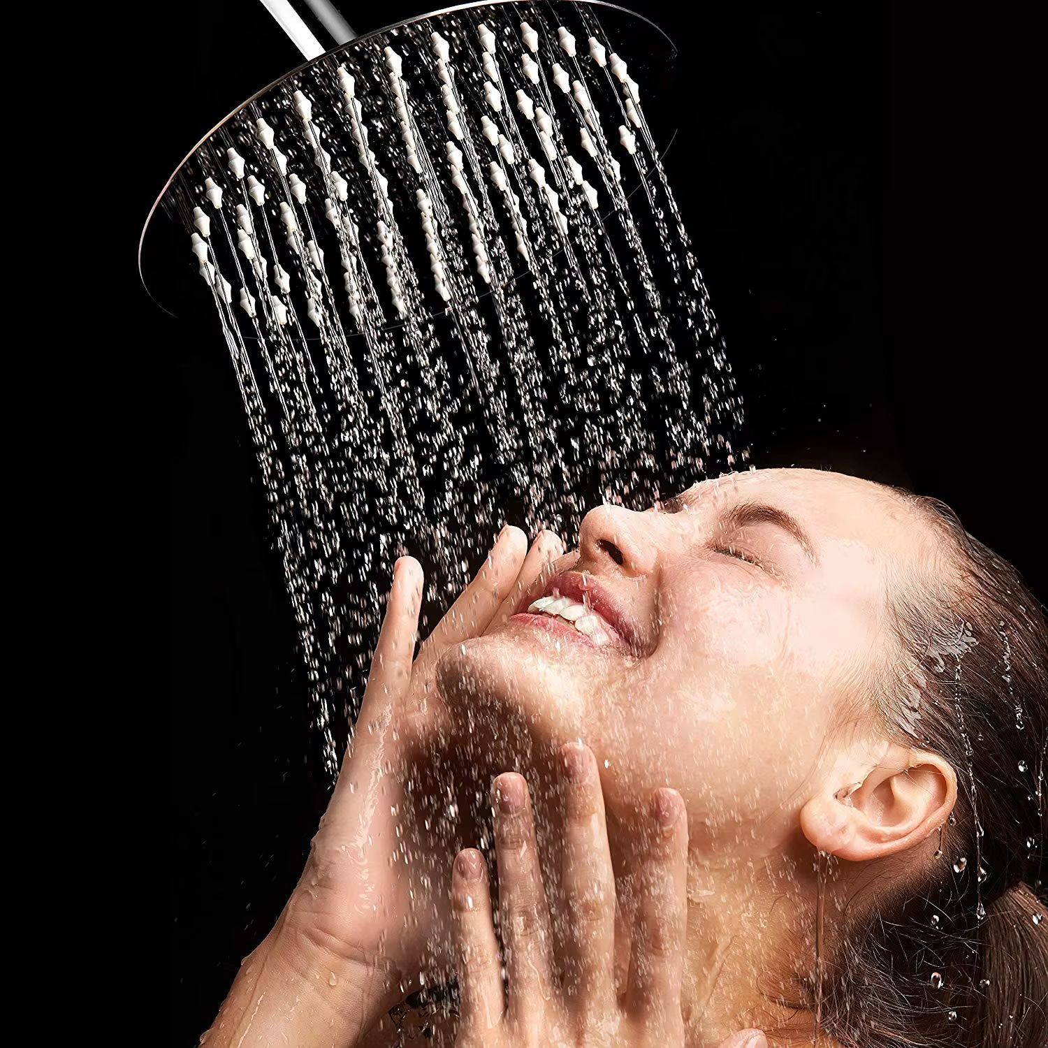 Round Brushed Shower Head and Faucet Set — image 2