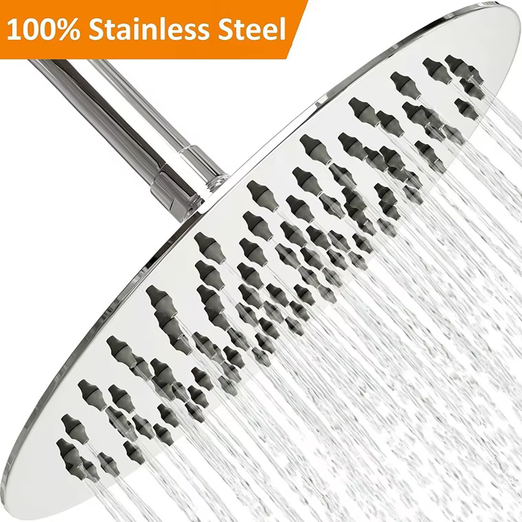 Round Brushed Shower Head and Faucet Set — image 3