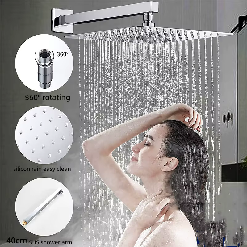 Gold Wall Mount Concealed Dual Outlet Shower Valve Mixer with Bathtub Filler — image 6
