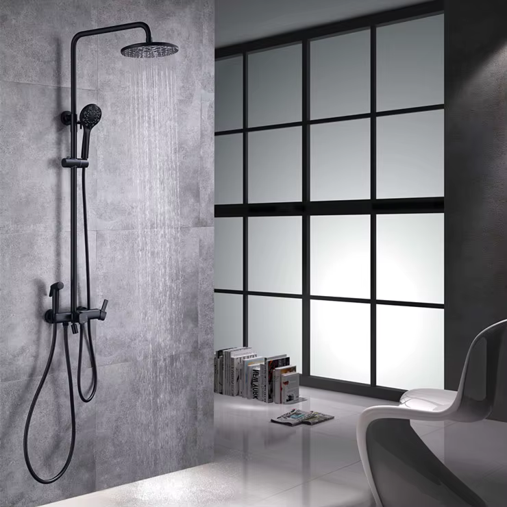 Black Ceramic Bath Shower Faucets 4-Function Set — image 2
