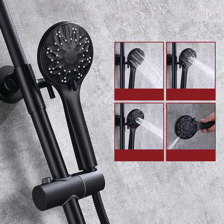 Black Ceramic Bath Shower Faucets 4-Function Set — image 3