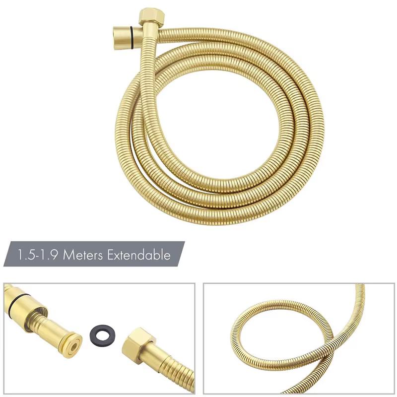 Square 12 Inch Brushed Gold Shower Faucet Set — image 3
