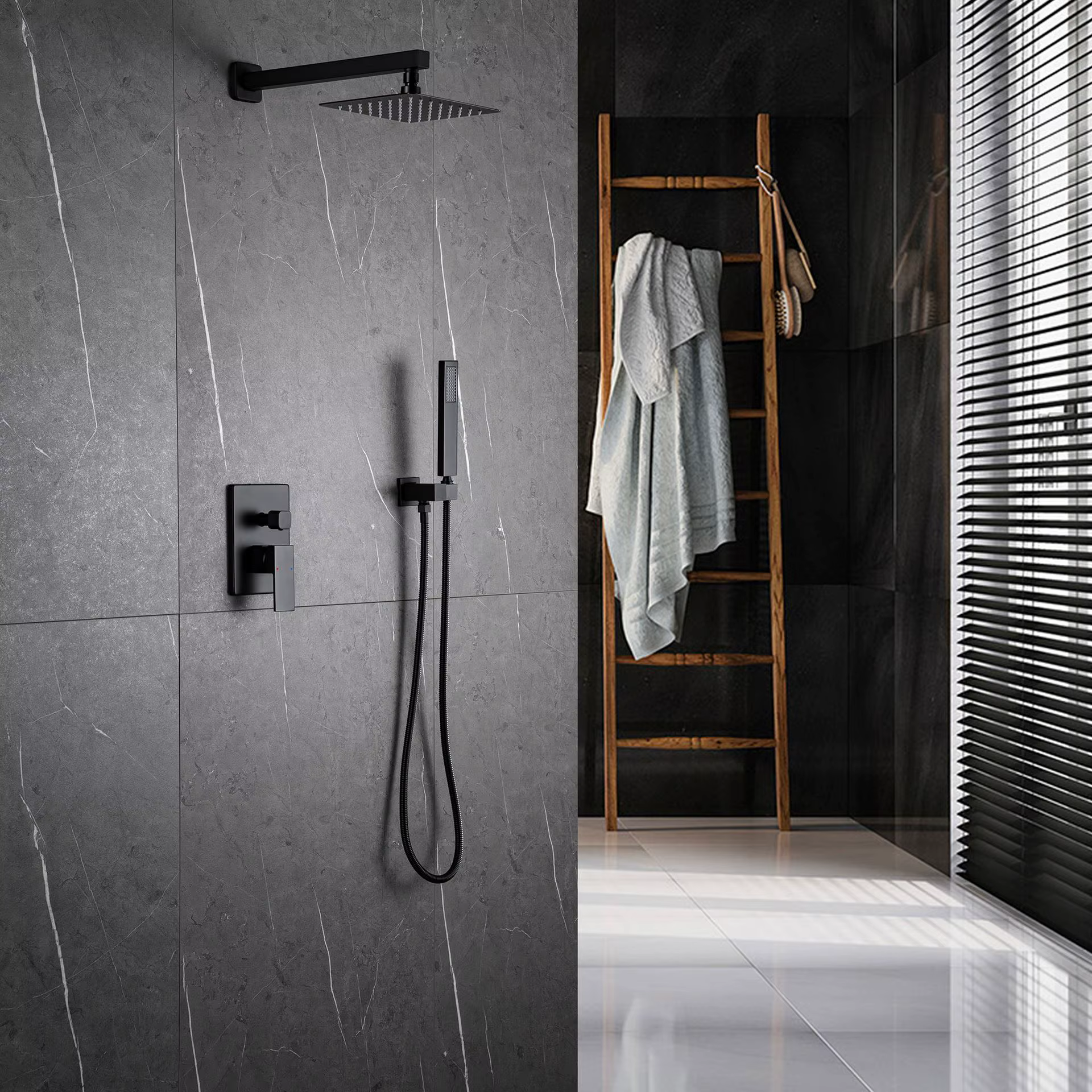 Big Square Black Fixed Shower Head — image 3