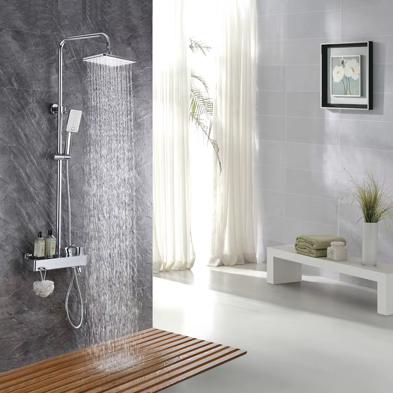 Luxury Chrome Color Shower Set with Shampoo Shelf — image 2