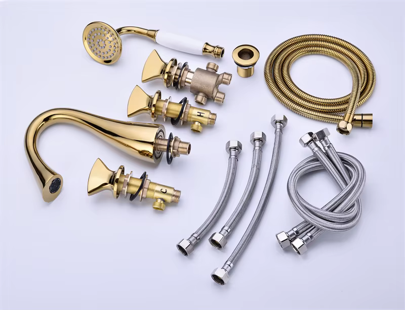 High-End Glossy Titanium Gold Roman Tub Trim Kit — image 5