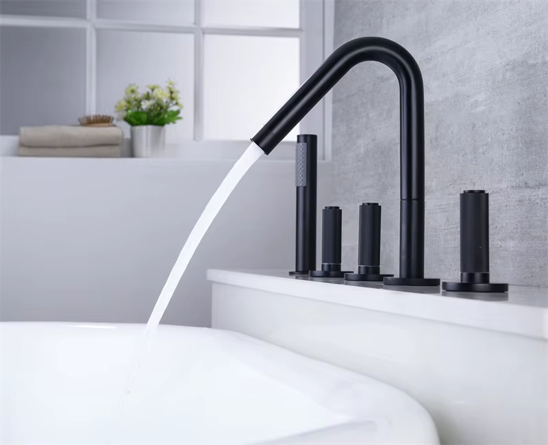 Deck Mounted Roman Bathtub Faucet with Hand Shower — image 5