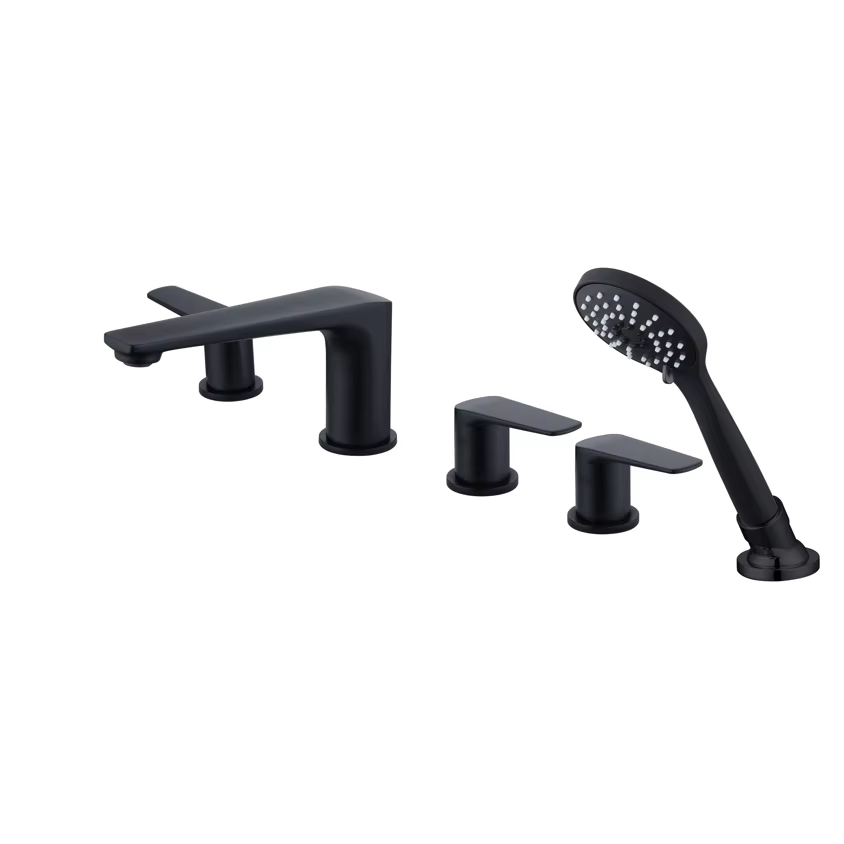 High Quality 5 Piece UPC Deck Mounted Brass Bathtub Faucet Set with Hand Shower — image 2
