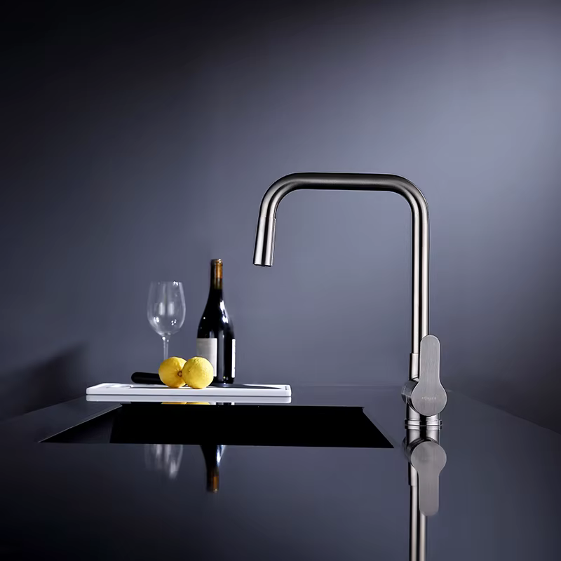 Good Quality Brushed Brass Farmhouse Style Kitchen Faucet — image 4
