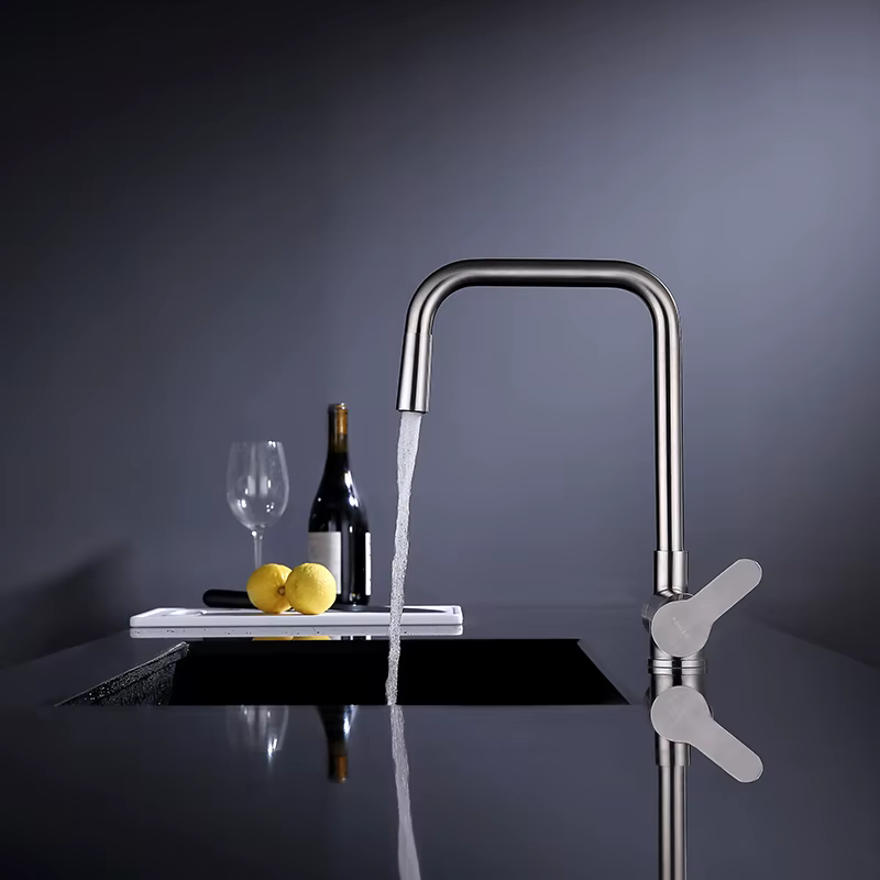 Good Quality Brushed Brass Farmhouse Style Kitchen Faucet — image 5