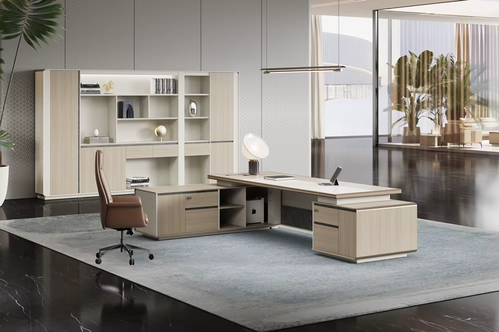 L Type Light Luxury Wooden Desk — image 3