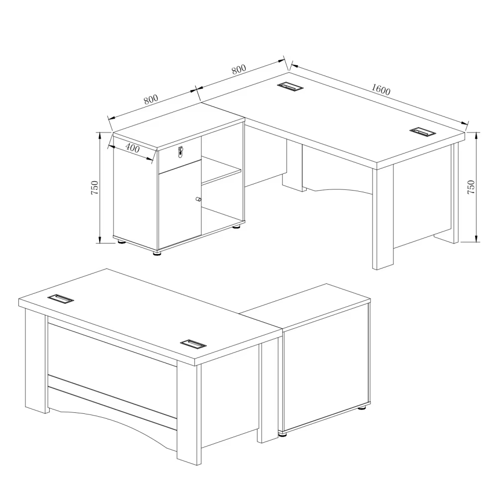 Contemporary Wood Manager Desk Custom Boss — image 2