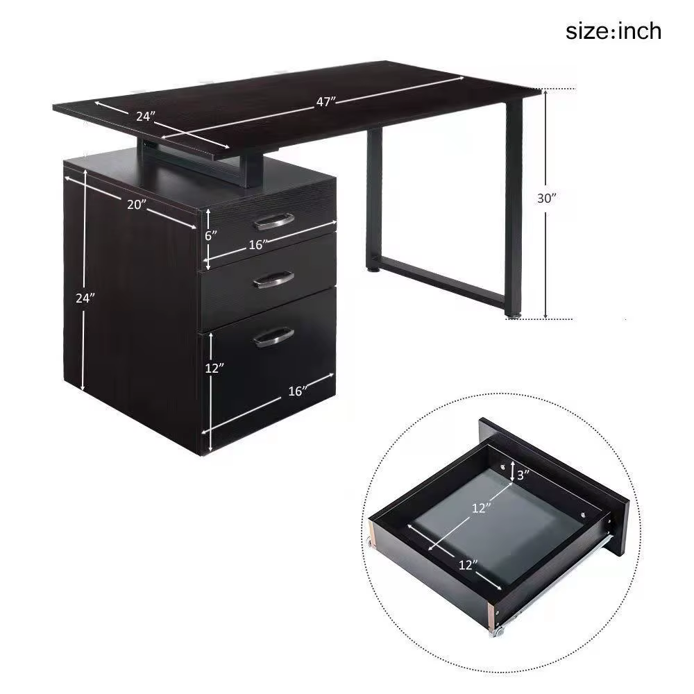 Best Home Office Contemporary Black Wooden — image 2