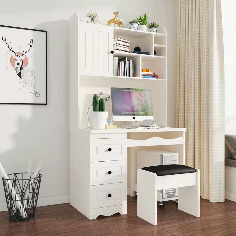 White Computer Table Design With Wooden — image 3