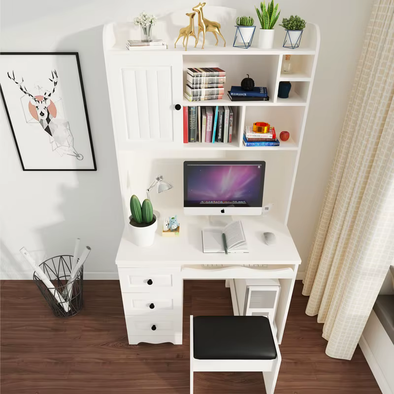 White Computer Table Design With Wooden — image 5