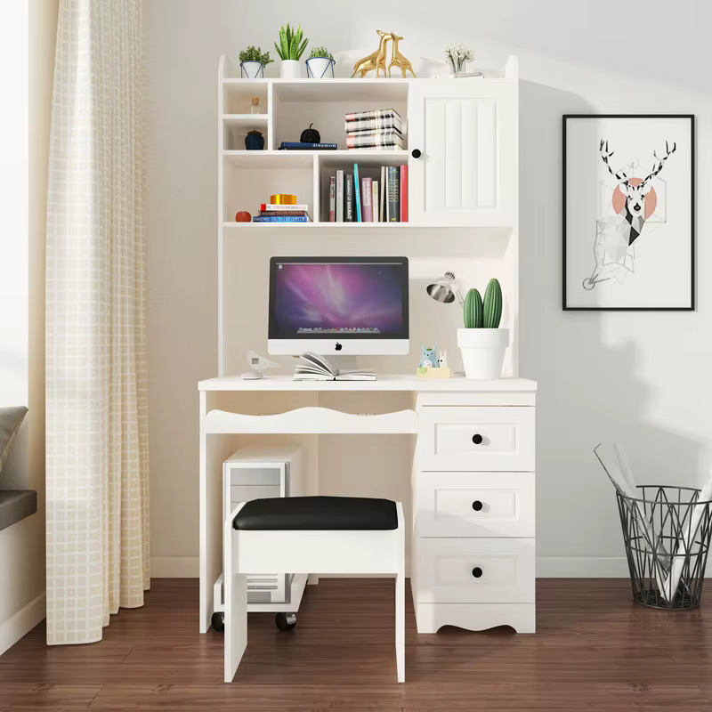 White Computer Table Design With Wooden — image 6