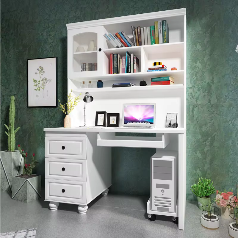Desktop Computer Table Design With Bookshelf — image 2