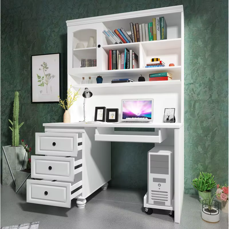 Desktop Computer Table Design With Bookshelf — image 3