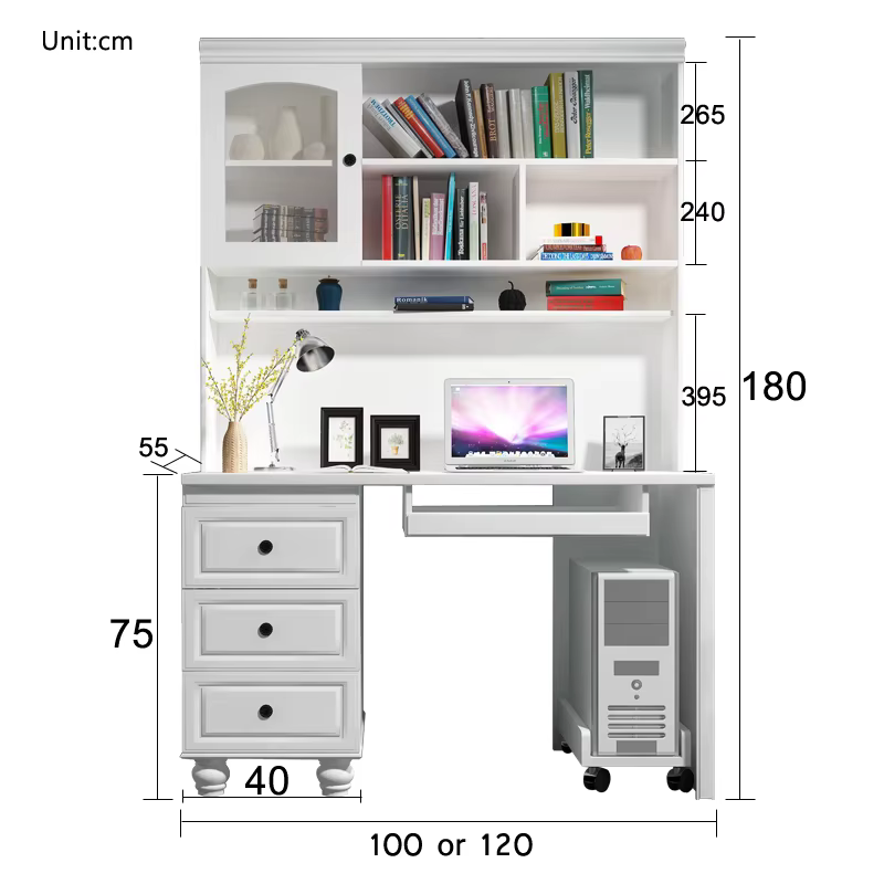 Desktop Computer Table Design With Bookshelf — image 4