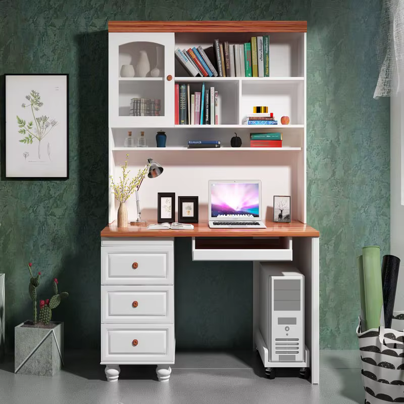 Desktop Computer Table Design With Bookshelf — image 5