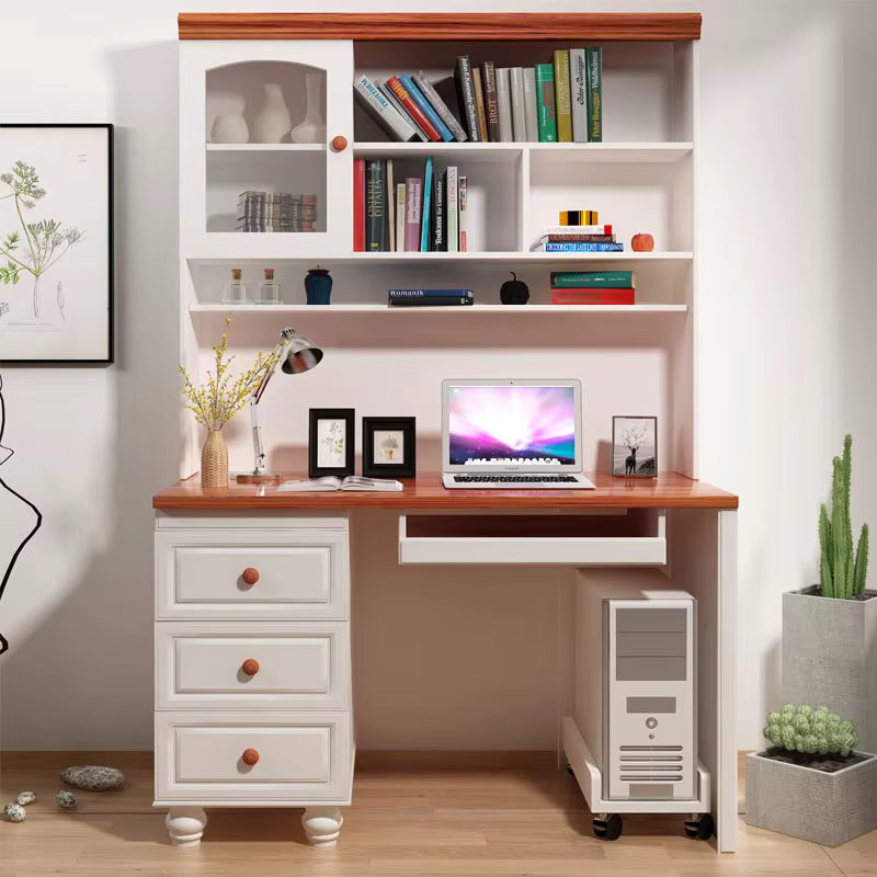 Desktop Computer Table Design With Bookshelf — image 6