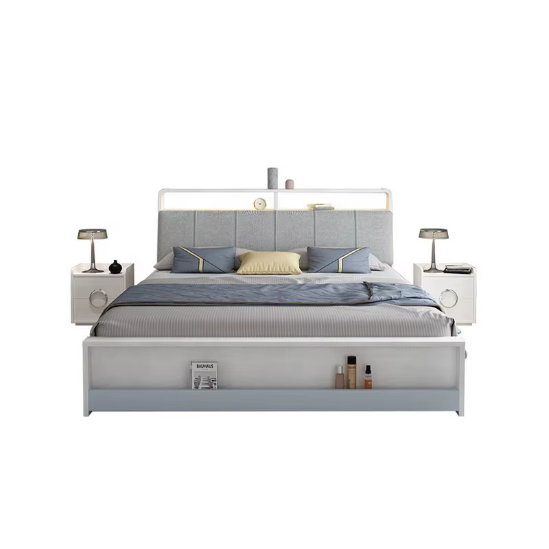 White Wooden Led Bed Frame King — image 6