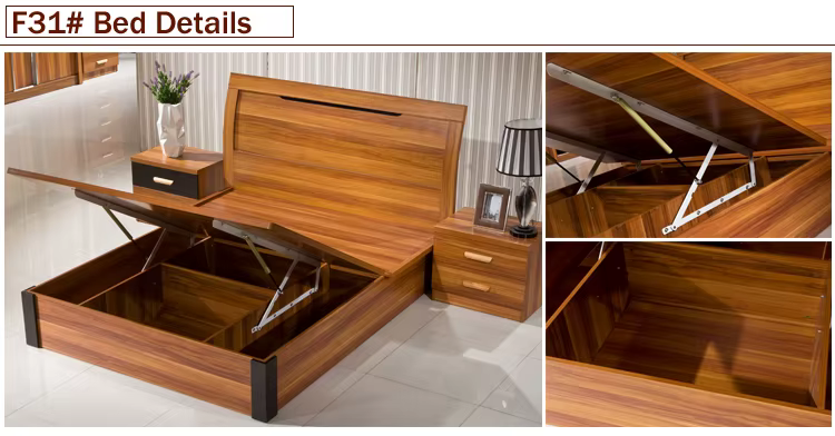 Elegant Wood Double Bed Design Furniture Wall Bed  — image 2