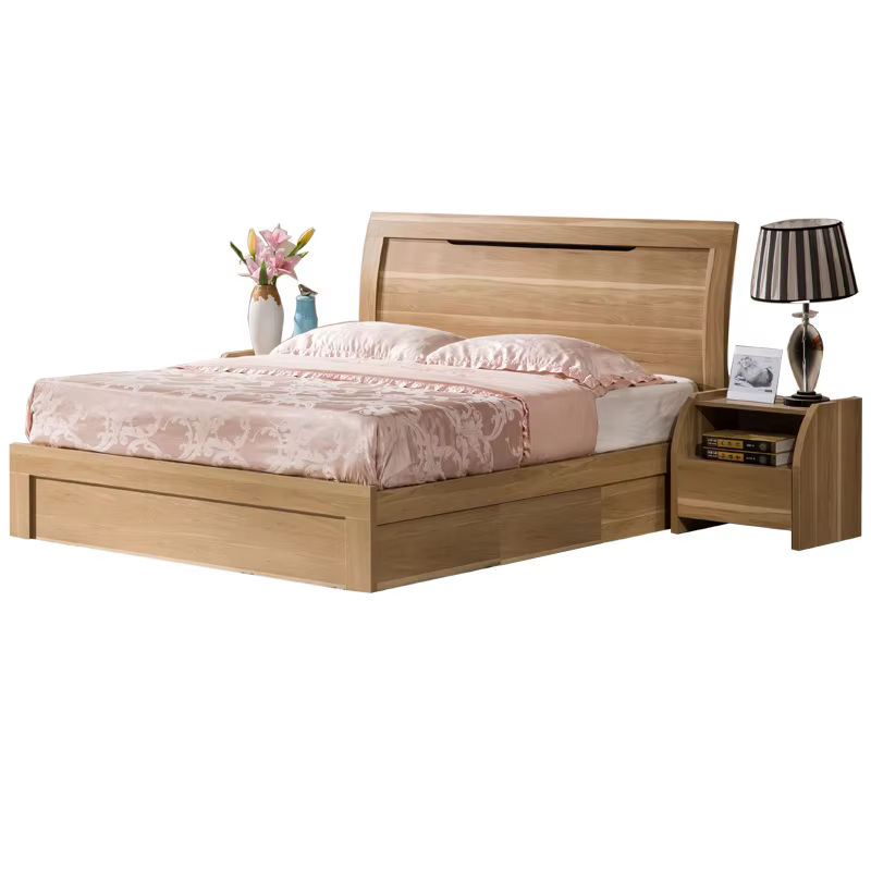 Elegant Wood Double Bed Design Furniture Wall Bed  — image 3