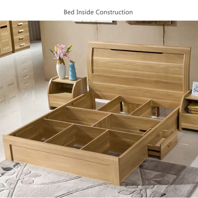Elegant Wood Double Bed Design Furniture Wall Bed  — image 4