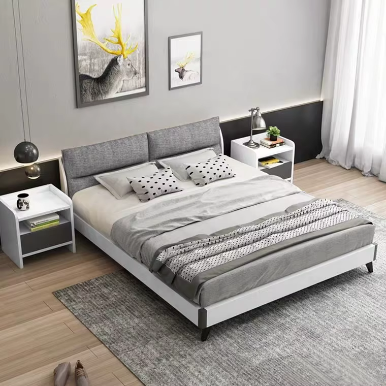 Modern Grey King Size Bed Wooden — image 4