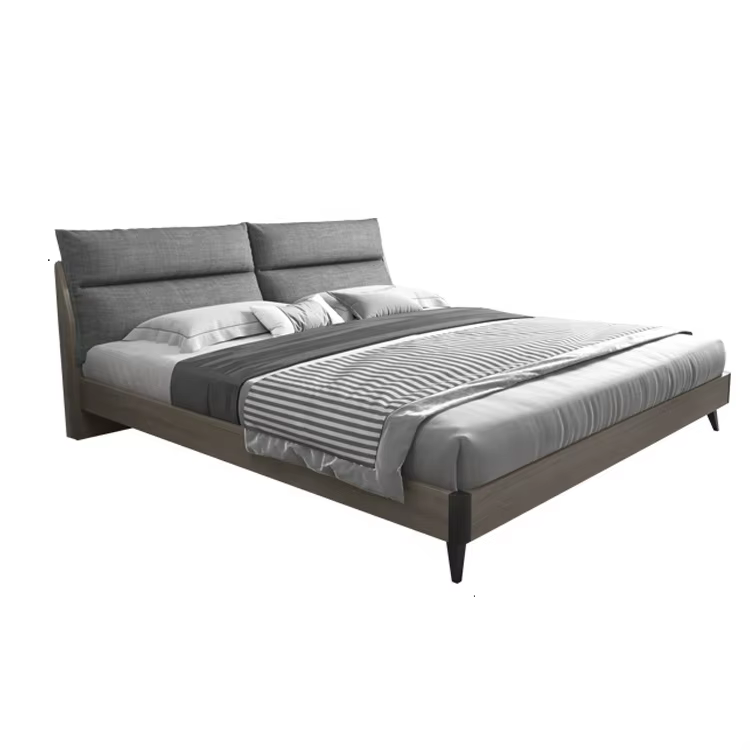 Modern Grey King Size Bed Wooden — image 6