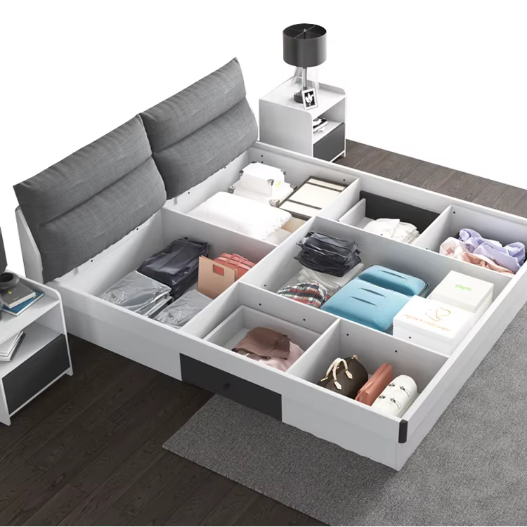 Latest Save Space White Double Bed — image 3