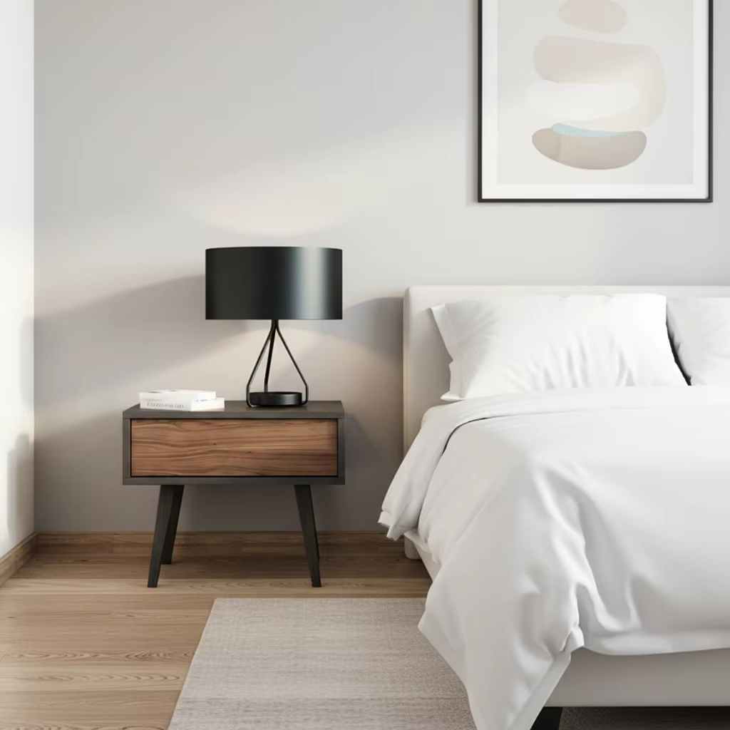 Wooden Modern Bedroom Nightstand With Storage — image 3