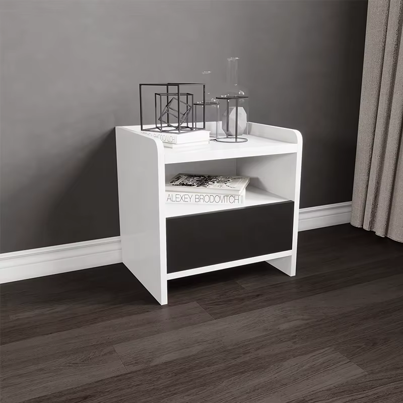 Modern Wooden Grey Bedside Table Nightstand — image 3