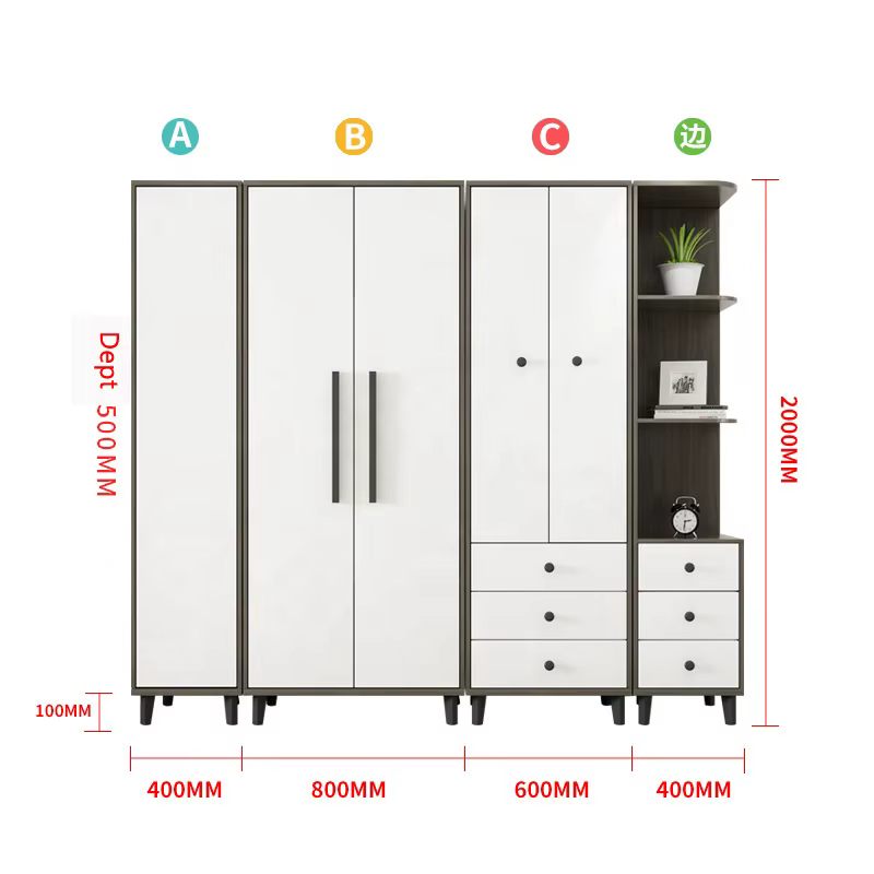 Single Door Wooden Mirror Wardrobe Bedroom — image 2