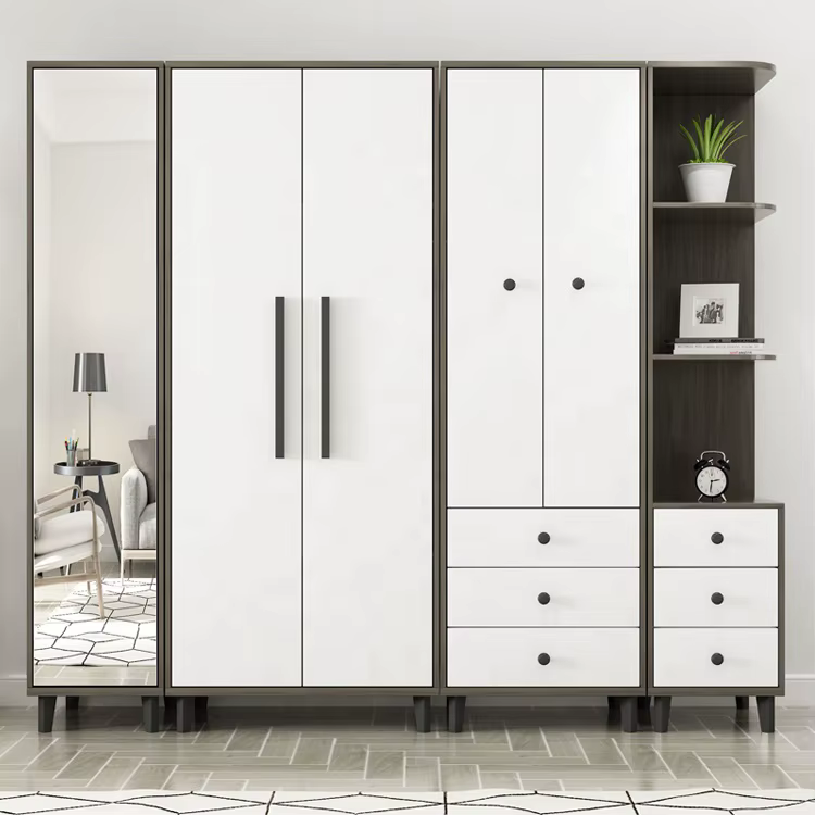 Single Door Wooden Mirror Wardrobe Bedroom — image 4